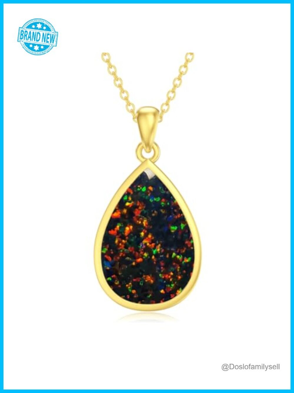 Opal Teardrop Pendant Necklace 925 Sterling Silver Dainty October Birthstone